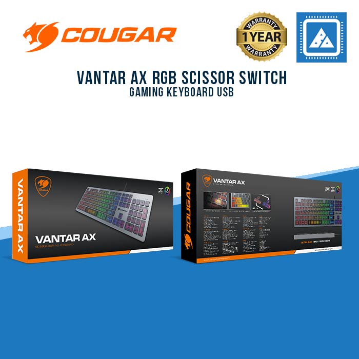 COUGAR VANTAR AX RGB SCISSOR SWITCH GAMING KEYBOARD USB COUGAR VANTAR AX RGB SCISSOR SWITCH GAMING KEYBOARD USB